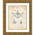 thumbnail image 1 of Borders, Cole 19x24 Gold Ornate Wood Framed with Double Matting Museum Art Print Titled - PP228-Vintage Parchment Ship Steering Wheel Patent Poster, 1 of 4