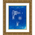 thumbnail image 1 of Borders, Cole 19x24 Gold Ornate Wood Framed with Double Matting Museum Art Print Titled - PP265-Faded Blueprint Vintage Hair Dryer Patent Poster, 1 of 4