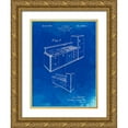 thumbnail image 1 of Borders, Cole 19x24 Gold Ornate Wood Framed with Double Matting Museum Art Print Titled - PP659-Faded Blueprint Kitchen Cabinets Poster, 1 of 4
