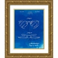 thumbnail image 1 of Borders, Cole 19x24 Gold Ornate Wood Framed with Double Matting Museum Art Print Titled - PP803-Faded Blueprint Eyeglasses Spectacles Patent Art, 1 of 4