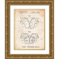 thumbnail image 1 of Borders, Cole 19x24 Gold Ornate Wood Framed with Double Matting Museum Art Print Titled - PP829-Vintage Parchment Football Shoulder Pads Patent, 1 of 4