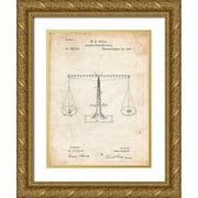 Borders, Cole 19x24 Gold Ornate Wood Framed with Double Matting Museum Art Print Titled - PP84-Vintage Parchment Scales of Justice Patent Poster