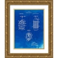 thumbnail image 1 of Borders, Cole 19x24 Gold Ornate Wood Framed with Double Matting Museum Art Print Titled - PP866-Faded Blueprint Hand Grenade 1915 Patent Poster, 1 of 4