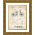 thumbnail image 1 of Borders, Cole 19x24 Gold Ornate Wood Framed with Double Matting Museum Art Print Titled - PP965-Vintage Parchment Mountain Bike Patent Art, 1 of 4