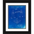 thumbnail image 1 of Borders, Cole 25x32 Black Ornate Wood Framed with Double Matting Museum Art Print Titled - PP804-Faded Blueprint Fencing Game Patent Poster, 1 of 4
