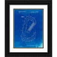 thumbnail image 1 of Borders, Cole 25x32 Black Ornate Wood Framed with Double Matting Museum Art Print Titled - PP83-Faded Blueprint Oval Carabiner Patent Poster, 1 of 4