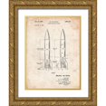 thumbnail image 1 of Borders, Cole 25x32 Gold Ornate Wood Framed with Double Matting Museum Art Print Titled - PP1129-Vintage Parchment Von Braun Rocket Missile Patent Poster, 1 of 4