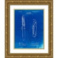 thumbnail image 1 of Borders, Cole 25x32 Gold Ornate Wood Framed with Double Matting Museum Art Print Titled - PP822-Faded Blueprint Folding Hunting Knife 1902 Patent Poster, 1 of 4