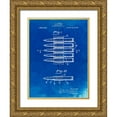 thumbnail image 1 of Borders, Cole 25x32 Gold Ornate Wood Framed with Double Matting Museum Art Print Titled - PP948-Faded Blueprint Machine Gun Bullet Carrier Belt Patent Poster, 1 of 4