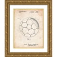 thumbnail image 1 of Borders, Cole 25x32 Gold Ornate Wood Framed with Double Matting Museum Art Print Titled - PP1047-Vintage Parchment Soccer Ball Layers Patent Poster, 1 of 4