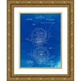 thumbnail image 1 of Borders, Cole 25x32 Gold Ornate Wood Framed with Double Matting Museum Art Print Titled - PP188- Faded Blueprint French Horn 1914 Patent Poster, 1 of 4