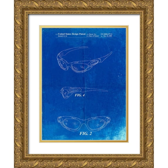 Borders, Cole 25x32 Gold Ornate Wood Framed with Double Matting Museum Art Print Titled - PP324-Faded Blueprint Oakley Sunglasses Patent Poster