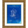 thumbnail image 1 of Borders, Cole 25x32 Gold Ornate Wood Framed with Double Matting Museum Art Print Titled - PP757-Faded Blueprint Bullet Machine Patent Poster, 1 of 4