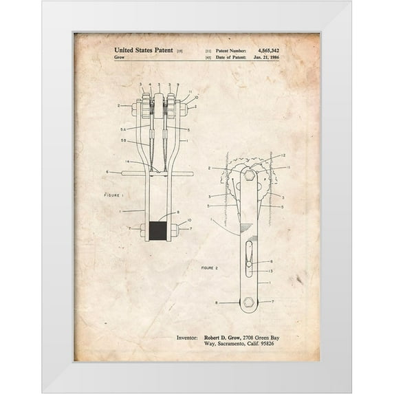 Borders, Cole 25x32 White Modern Wood Framed Museum Art Print Titled - PP418-Vintage Parchment Rock Climbing Cam Patent Poster