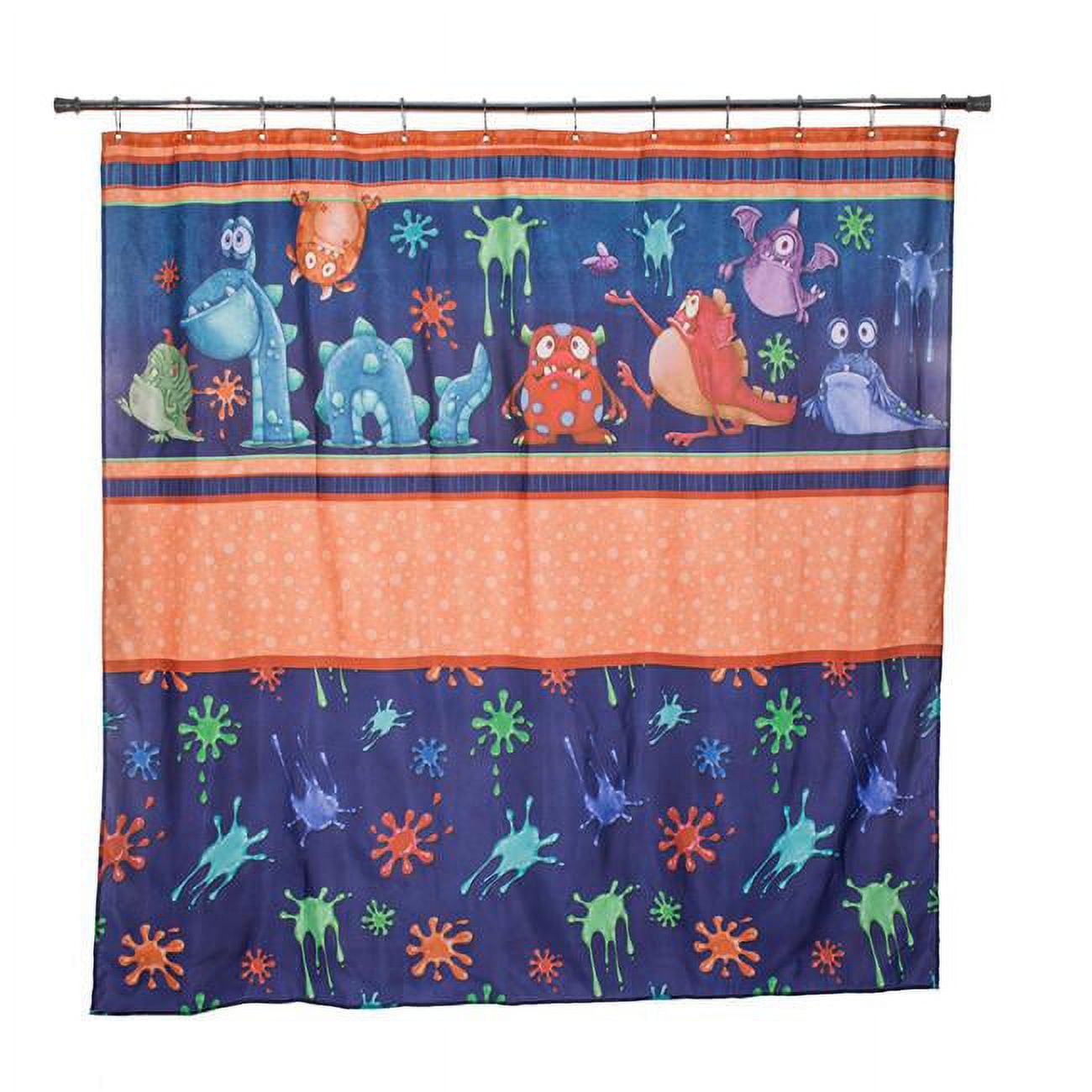 Monster Splat Blue and Orange Fabric Shower Curtain