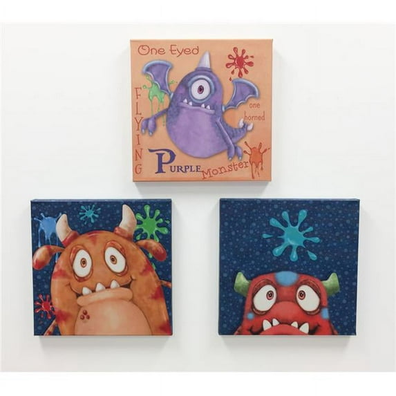 Borders Unlimited 90000 Monster Splat Canvas Wall Art Set - 3 Piece