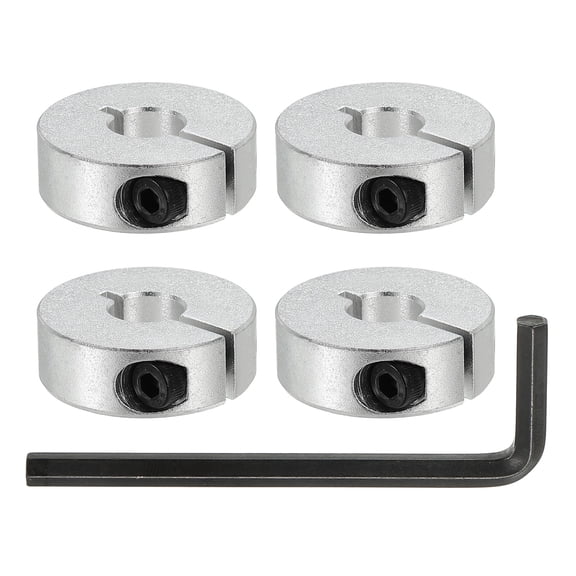 Bore 10 mm Single Split Shaft Collar 30 mm OD 10 mm Thickness Aluminum Alloy Locking Collar (Silver, Pack of 4)