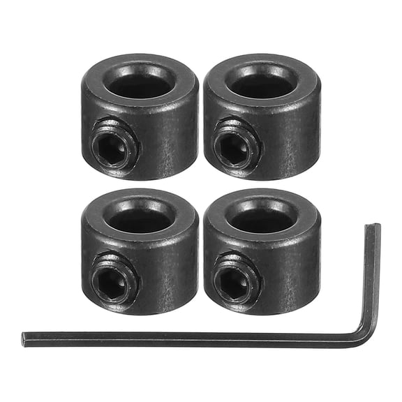 Bore 3/16" Shaft Collar 1/2" OD 5/16" Thickness, Landing Gear Stopper Wheel Collar with Set Screw & Wrench, Black 4 Pcs