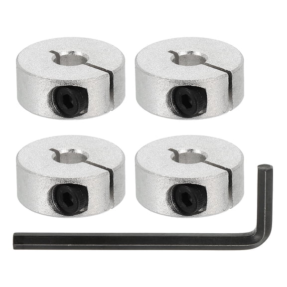 Bore 6 mm Single Split Shaft Collar 20 mm OD 8 mm Thickness Aluminum Alloy Locking Collar (Silver, Pack of 4)