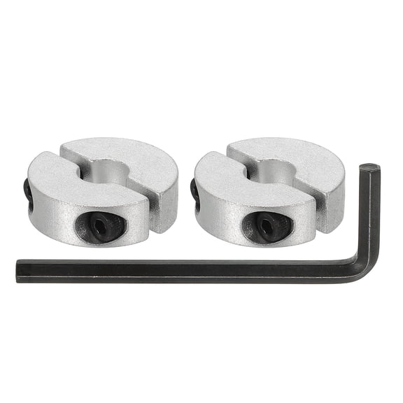 Bore 8 mm Double Split Shaft Collar 25 mm OD 8 mm Thickness Aluminum Alloy Locking Collar (Silver, Pack of 2)