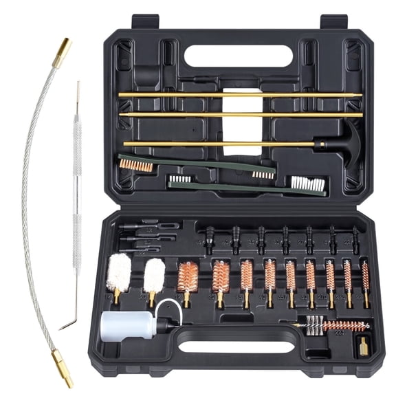 Gun Cleaning Kit Universal Supplies for Rifle Pistol Shotgun with Portable Carrying Case for 12Ga 20Ga .22 5.56mm , .243/6MM .270/284 .30/308 357/38 9MM .40 .45
