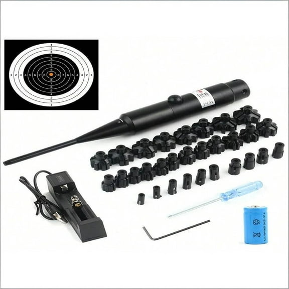 Bore Sighting Kit for .17 to .78 Caliber Rifles, Multi-Port Adapters for Precise Scope Alignment and Zeroing