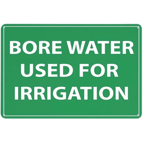 Bore Water Used for Irrigation Warning Sticker 12 x 8 Inches - Security Sign, Outdoor Indoor Use for Farm, Garden, Irrigation, Non-Drinking Water Alert