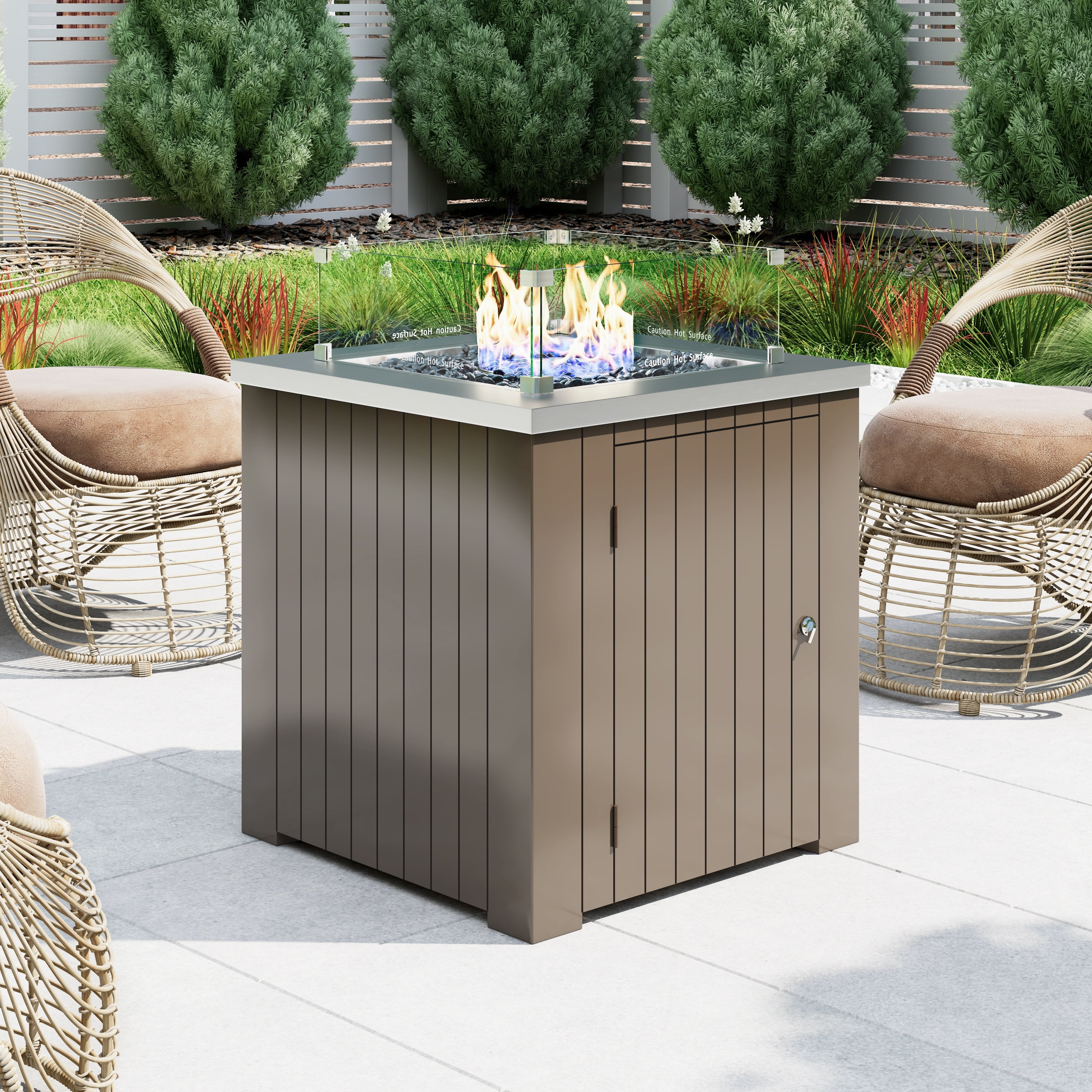 Corvus Morton Outdoor Square Stainless Steel Fire Pit
