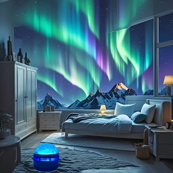 Borealis - Modern Northern Lights Projector - Adjustable RGB Colors with Remote CONTROL & USB - Night Light Suitable for Bedroom, Room, Game Room Decor - USB (No Required)