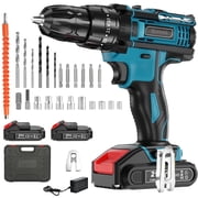 DEISNGB 21V Cordless Power Drill Set, Power Drill Driver Kit with 2 Lithium-ion Battery and Charger, 3/8-Inch Keyless Chuck, 2 Variable Speed, 25+3 Position and 25pcs Drill/Driver Bits