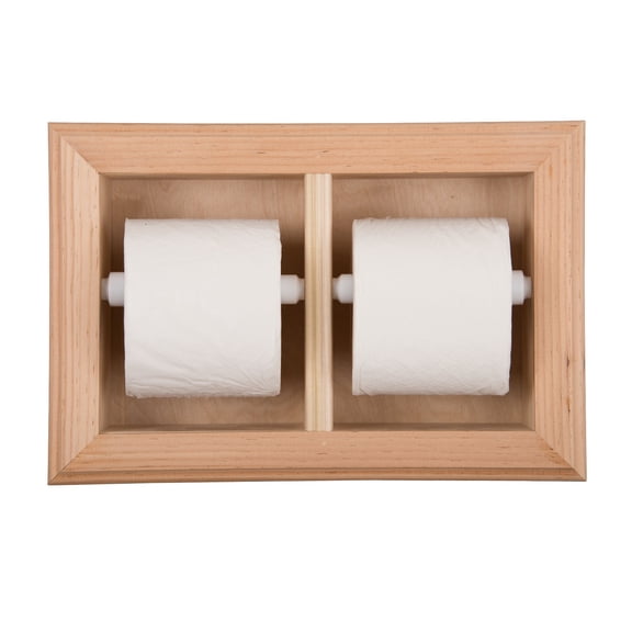 Boreas Recessed Solid Wood Double Toilet Paper Holder 13.25 X 8.5 - Unfinished