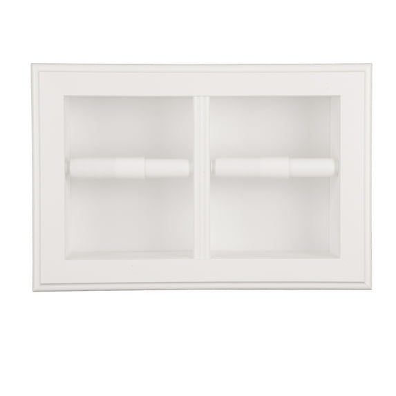Boreas Recessed Solid Wood Double Toilet Paper Holder 13.25 X 8.5 - White Enamel
