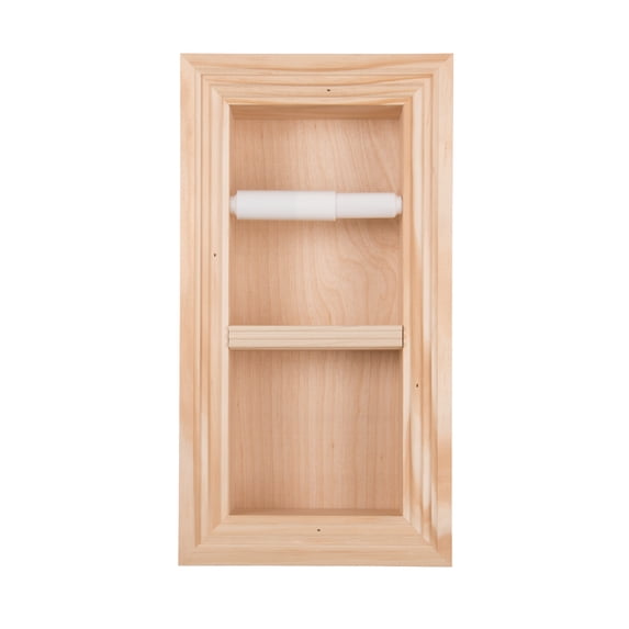 Boreas Recessed Solid Wood Double Toilet Paper Holder 7 x 14.5 - Unfinished