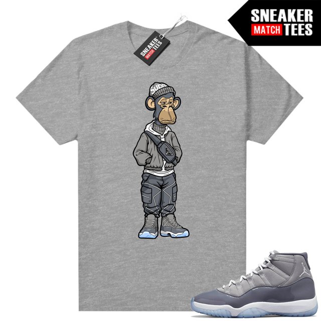 Bored Ape Sneakerhead matching Cool Grey 11s shirt Heather Gray