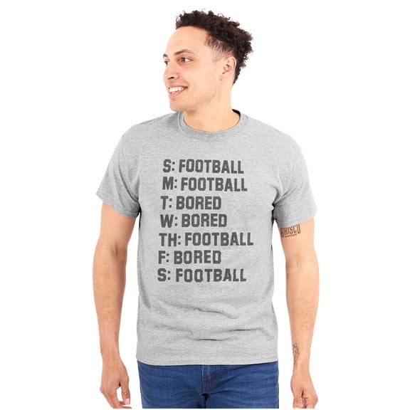 Bored Football Sport Schedule Men's Big & Tall Crewneck Graphic Tee Brisco Brands 2X