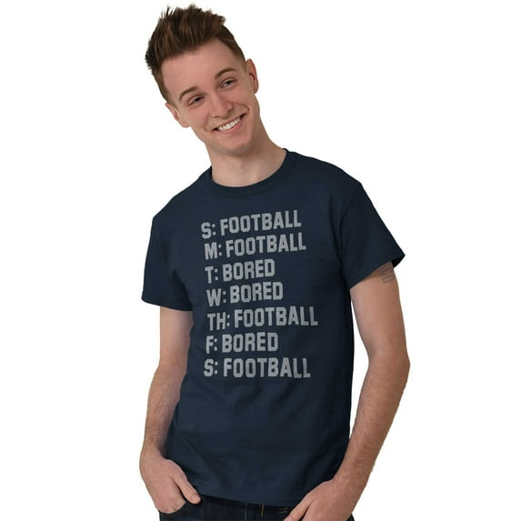 Bored Football Sport Schedule Men's Big & Tall Crewneck Graphic Tee Brisco Brands 4X