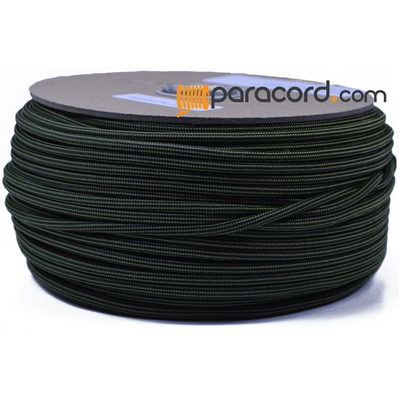 Bored Paracord Brand 550 Type III Paracord - Moss with Black Stripe - 250 Feet Spool
