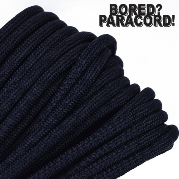 Bored Paracord Brand 550 lb Type III Paracord - Black 50 Feet
