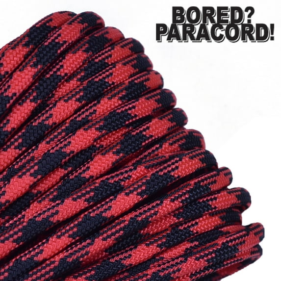 Bored Paracord Brand 550 lb Type III Paracord - Black Widow 50 Feet