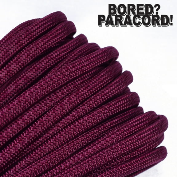 Bored Paracord Brand 550 lb Type III Paracord - Burgundy 50 Feet