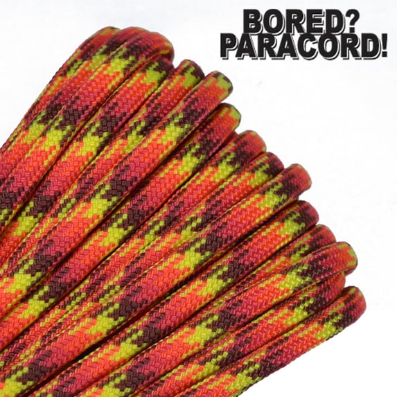 Bored Paracord Brand 550 lb Type III Paracord - Fireball 10 Feet