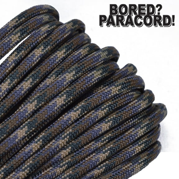 Bored Paracord Brand 550 lb Type III Paracord - Forest Camo 50 Feet