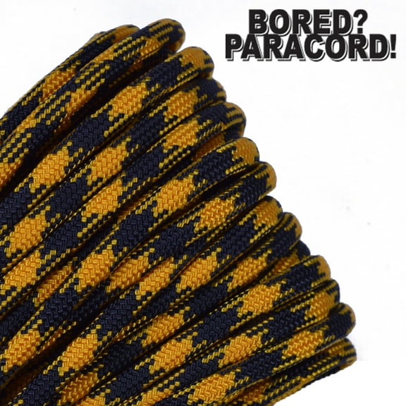 Bored Paracord Brand 550 lb Type III Paracord - Goldenrod and Black 100 Feet