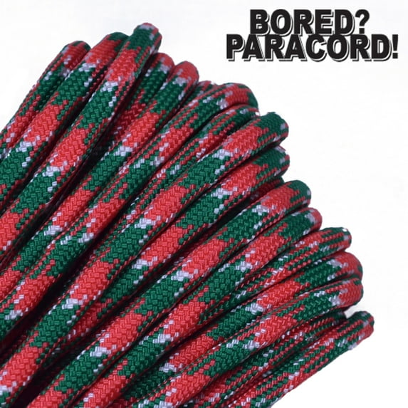 Bored Paracord Brand 550 lb Type III Paracord - Holly Jolly 50 Feet
