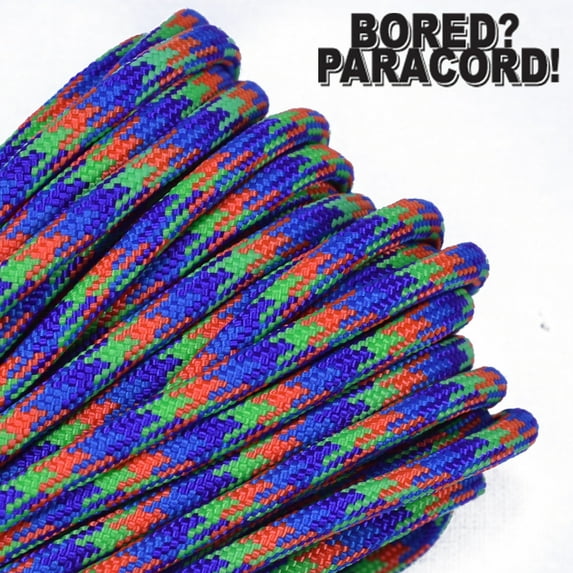Bored Paracord Brand 550 lb Type III Paracord - Mardi Gras 1000 Feet