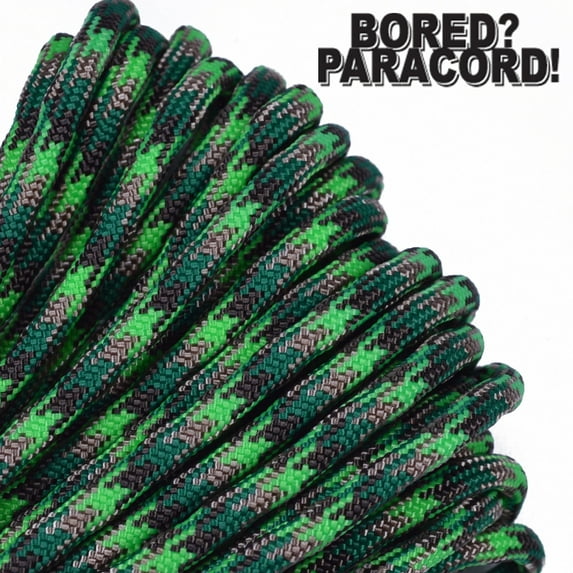 Bored Paracord Brand 550 lb Type III Paracord - Neon Green Flame 100 Feet
