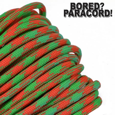 Bored Paracord Brand 550 lb Type III Paracord - Neon Green and Orange 50/50 10 Feet