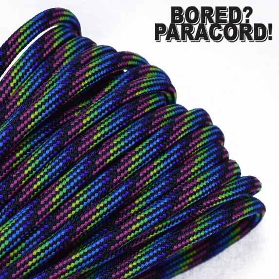 Bored Paracord Brand 550 lb Type III Paracord - Neon Stripes 10 Feet