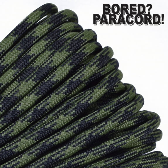 Bored Paracord Brand 550 lb Type III Paracord - Olive Drab and Moss 100 Feet