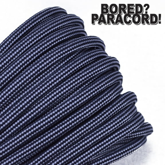 Bored Paracord Brand 550 lb Type III Paracord - Silver with Black Stripes 50 Feet